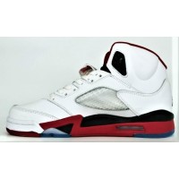 Кроссовки Nike Air Jordan 5 белые с красным